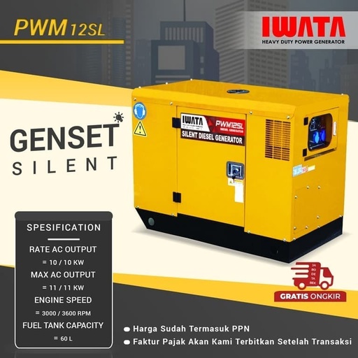[EZM.1011912] Genset Diesel IWATA 10Kva Silent - PWM12SL