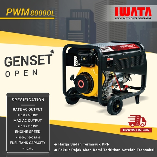 [EZM.1011914] Genset Diesel IWATA 6Kva Silent - PWM8000-OL