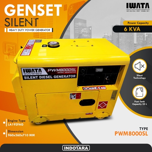 [EZM.1011915] Genset Diesel IWATA 6Kva Silent - PWM8000-SL
