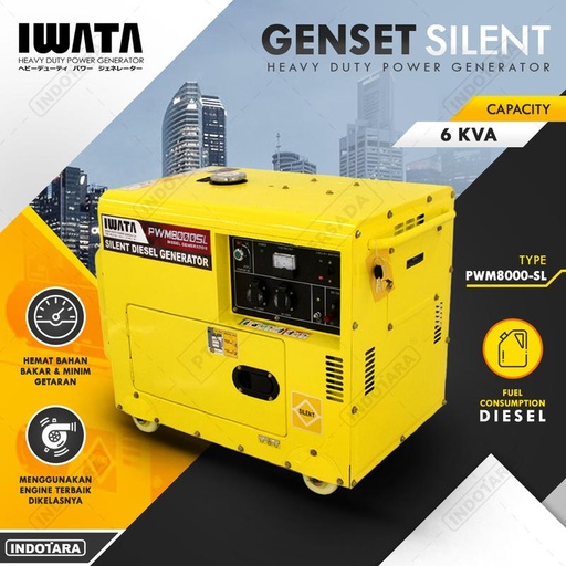 [EZM.1011915] Genset Diesel IWATA 6Kva Silent - PWM8000-SL