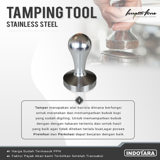 [EZM.1011922] Tamping Tool Stainless Steel - Ferratti Ferro