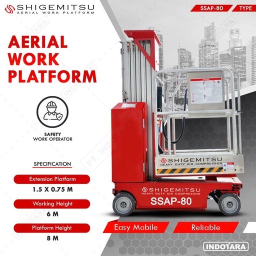 [EZM.1011950] Tangga Elektrik - SELF PROPELLED SINGLE MAST AERIAL PLATFORM SSAP80