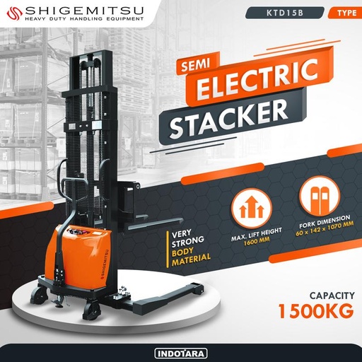 [EZM.1011966] Shigemitsu Semi-Electric Stacker KTD15B-III-1070-3000