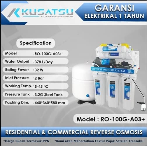 [EZM.1011993] Reverse Osmosis RO-100G-A03+ 7-Stages 378L 32W Kusatsu