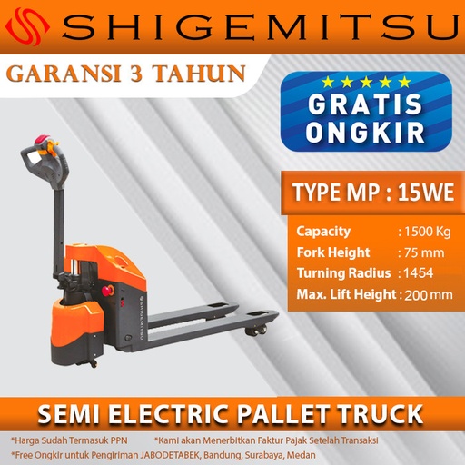 [EZM.1012000] Shigemitsu Semi-Electric Pallet Truck MP15WE