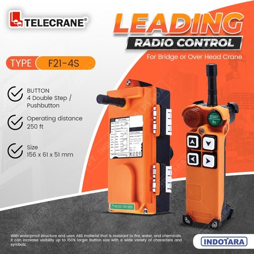 Telecrane Remote Controller F21 4S Single Speed