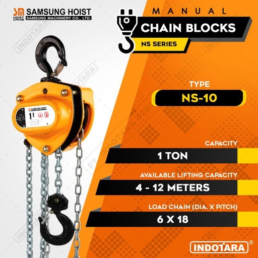 [EZM.1012055] Manual Chain Block Katrol Takel 1 Ton Samsung NS-10