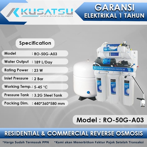 Kusatsu 6-Stages Reverse Osmosis RO-50G-A03 189L