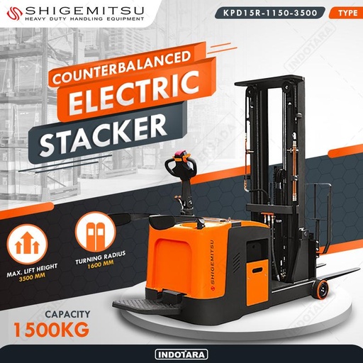 [EZM.1012101] Shigemitsu Counterbalanced Electric Stacker KPD15R-1150-3500