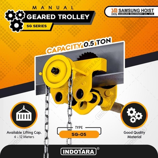 [EZM.1011804] Manual Geared Trolley Troli Katrol Manual 500 kg Samsung SG-05
