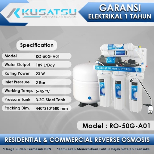 Kusatsu Reverse Osmosis RO-50G-A01 5-Stages 189L