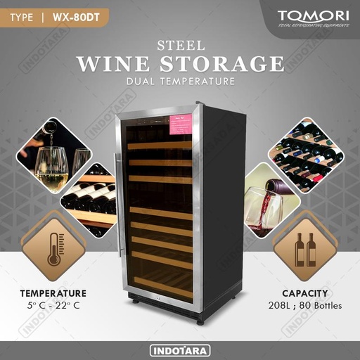 [EZM.1012233] Wine Cooler | Tomori Wine Storage Steel WX-80DT