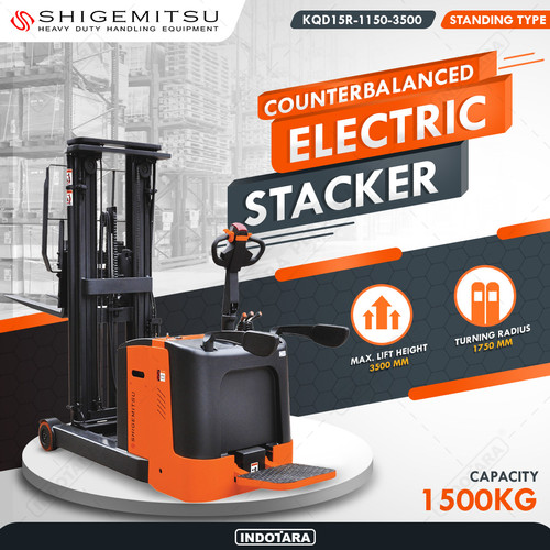 [EZM.1012103] Shigemitsu Counterbalanced Electric Reach Stacker KQD15R 1150 3500