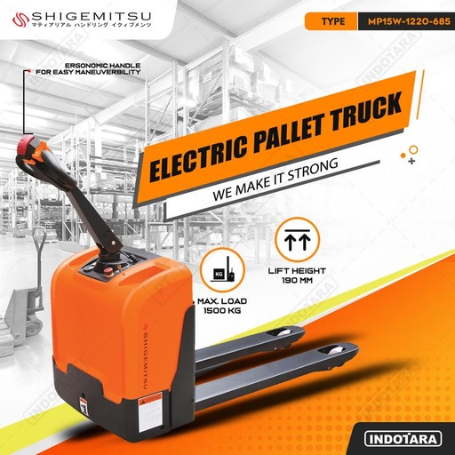 Shigemitsu Electric Pallet Truck MP15W 1220 685