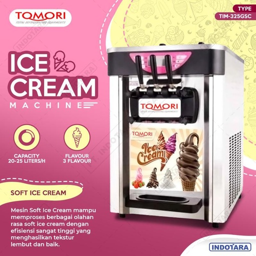 [EZM.1012416] Mesin Es krim 3 Tuas (Rainbow Ice Cream) TOMORI TIM-325GSC