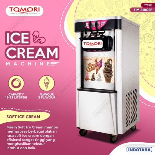 [EZM.1012417] Mesin Es Krim 3 Tuas (Rainbow Ice Cream) TOMORI TIM-318GSF