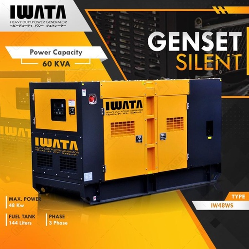 Genset Diesel IWATA 48kw/60Kva Silent - IW48WS