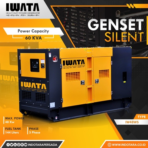 Genset Diesel IWATA 48kw/60Kva Silent - IW48WS