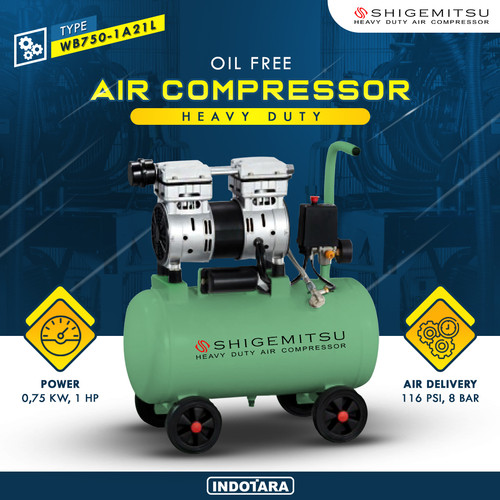 [EZM.1012209] Kompresor Angin Oil Free 3/4 HP / 8 BAR 21 L