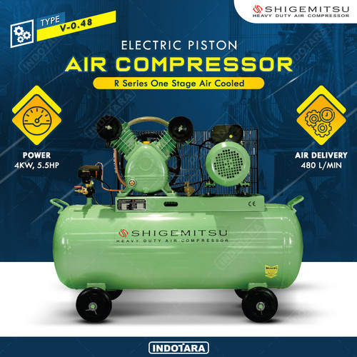[EZM.1012218] Kompresor Angin Listrik One Stage Shigemitsu V-0.48/8 Tank 150L