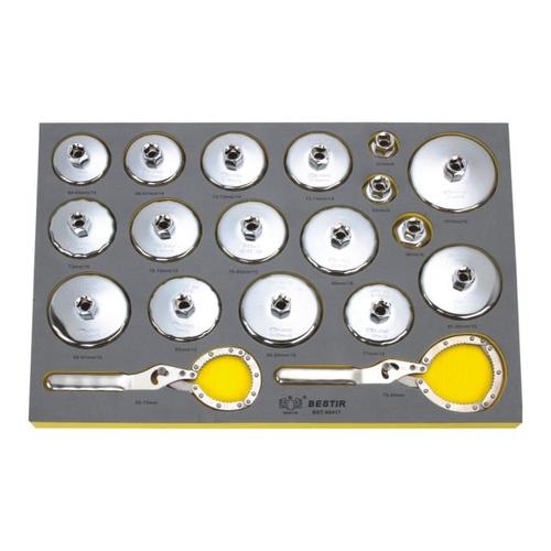 [EZM.3700407] Cap Style Oil Filter Wrench Tool Trolley Set 19Pcs BESTIR