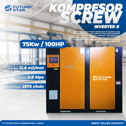 [EZM.3700423] Kompresor Screw Kompresor Udara Angin 100HP / 75KW