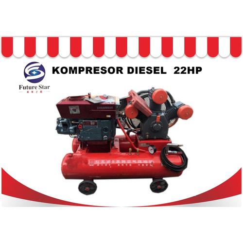 [EZM.3700957] MESIN KOMPRESOR DIESEL ANGIN 2 TABUNG (22HP) Diesel Engine ENGKOL