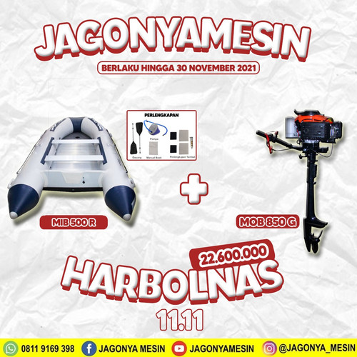 [EZM.0700285] HARBOLNAS PAKET PERAHU KARET MIB 500R INCLUDE MESIN TEMPEL MOB 850 G