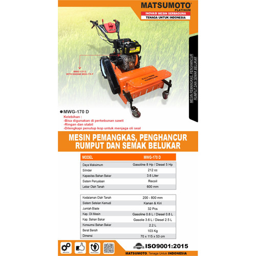 [EZM.0700319] Tiller Cultivator Mesin Pemangkas Semak Belukar MATSUMOTO MTM 170-G