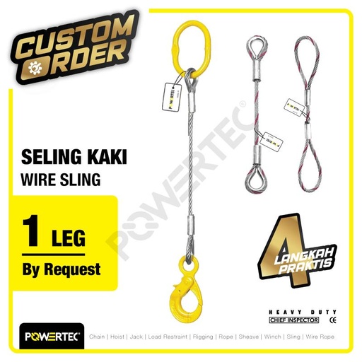 Wire Sling 1 Leg / Seling 1 kaki POWERTEC - Custom Order