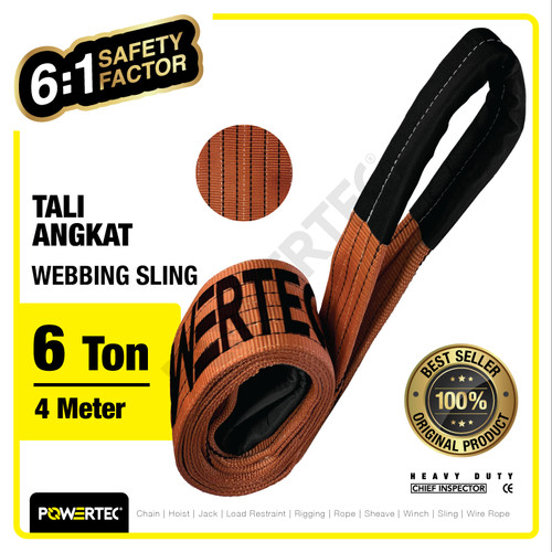 Webbing Sling Belt / Tali Angkat 6 Ton x 4 Meter POWERTEC Double Ply
