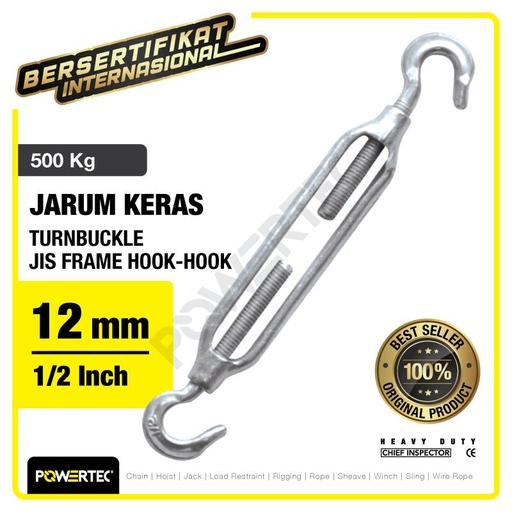 Turnbuckle / Jarum Keras JIS Hook & Hook M12 Span Skrup POWERTEC