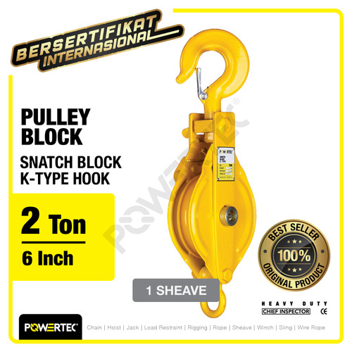 Snatch Block / Pulley Block Hook 2 Ton - 6" K-Type 1 Sheave POWERTEC