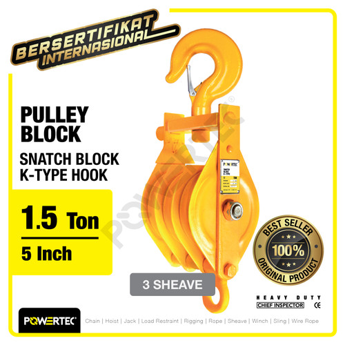 Snatch Block / Pulley Block Hook 1.5 Ton - 5" K-Type 3 Sheave POWERTEC