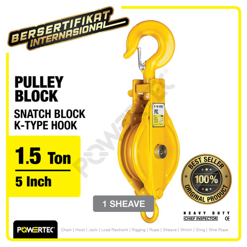Snatch Block / Pulley Block Hook 1.5 Ton - 5" K-Type 1 Sheave POWERTEC