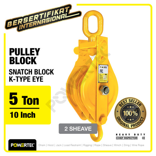 Snatch Block / Pulley Block Eye 5 Ton - 10" K-Type 2 Sheave POWERTEC