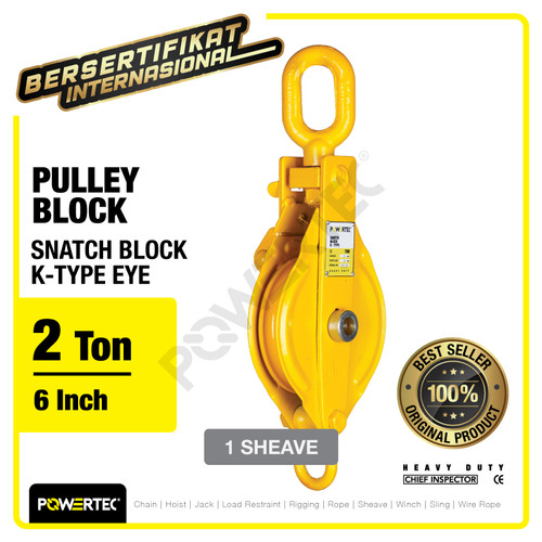 Snatch Block / Pulley Block Eye 2 Ton - 6" K-Type 1 Sheave POWERTEC