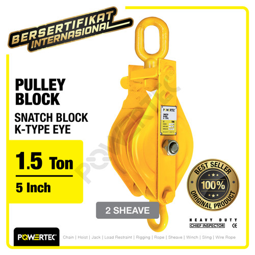 Snatch Block / Pulley Block Eye 1.5 Ton - 5" K-Type 2 Sheave POWERTEC