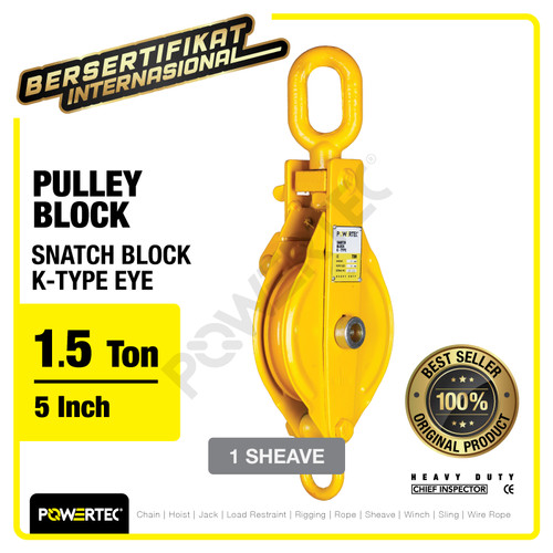 Snatch Block / Pulley Block Eye 1.5 Ton - 5" K-Type 1 Sheave POWERTEC