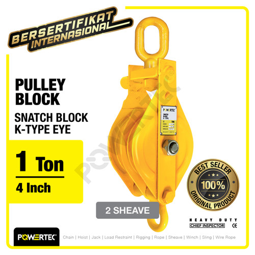 Snatch Block / Pulley Block Eye 1 Ton - 4" K-Type 2 Sheave POWERTEC