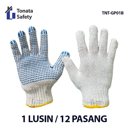 [EZO.1100418] Sarung Tangan Kerja / Kain Bintik / Polos Biru