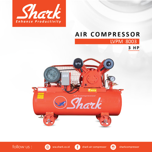 [EZM.2400845] Kompresor 3Hp Tangki 103 Liter Shark Air Compressor + Motor LVPM 8003