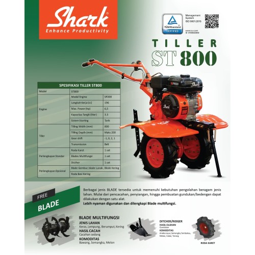 [EZM.2400710] TILLER Shark ST 800 Blade Multifungsi