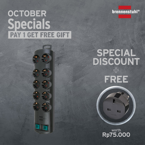 [EZM.2401156] Promo: Primera-Line extension socket 10-way black 2m H05VV-F 3G1,5