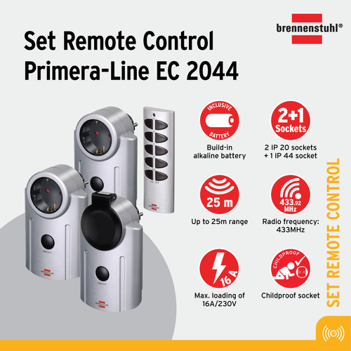 [EZM.2401165] Smart home System for electrical appliances Stop Kontak Brennenstuhl Primera Line Remote control set RC 2044 - 1507670