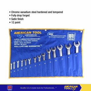 [EZM.2401330] Kunci Ring Pas Set 14Pcs 8~32mm Eliptical American Tool 8910012