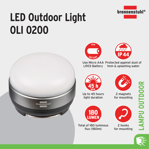 [EZM.2401136] Lampu Senter Outdoor Camping Brennenstuhl LED OLI 0200 Battery Powered - 1171550