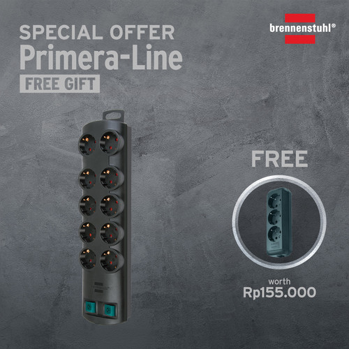 [EZM.2401108] Stop Kontak Kabel Extension Terminal Listrik 10 Lubang Brennenstuhl PRIMERA LINE dengan kabel 2m dan Switch