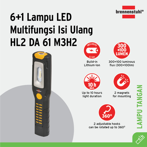 [EZM.2401078] Brennenstuhl Senter 6+1 Lampu LED Multifungsi Isi Ulang HL2 DA 61 M3H2 - 1175670