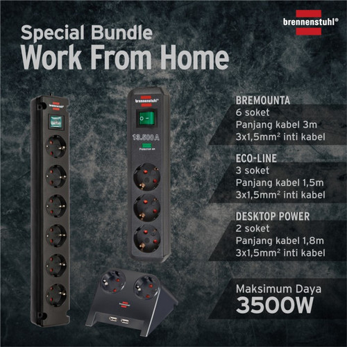 [EZM.2401147] Brennenstuhl Stop Kontak Bundle - WFH Essentials